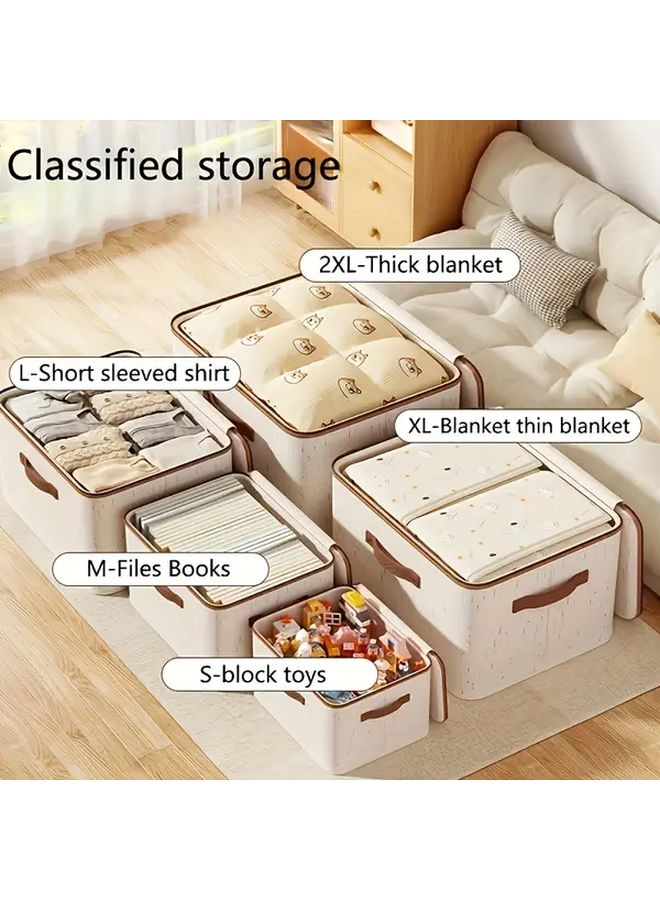 Foldable Portable Storage Box XL With Handle Multi Compartment Organizer For Bedding Clothes - Image 4